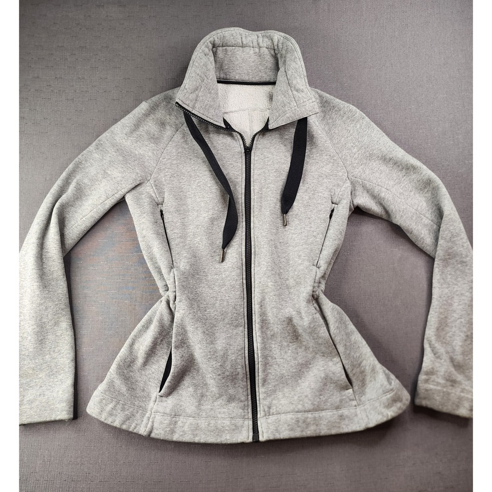 Lululemon Grey Zip Up Collared Jacket Adjustable Waist Size 6 Activewear